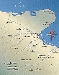 Mappa degl'insediamenti in provincia di Foggia